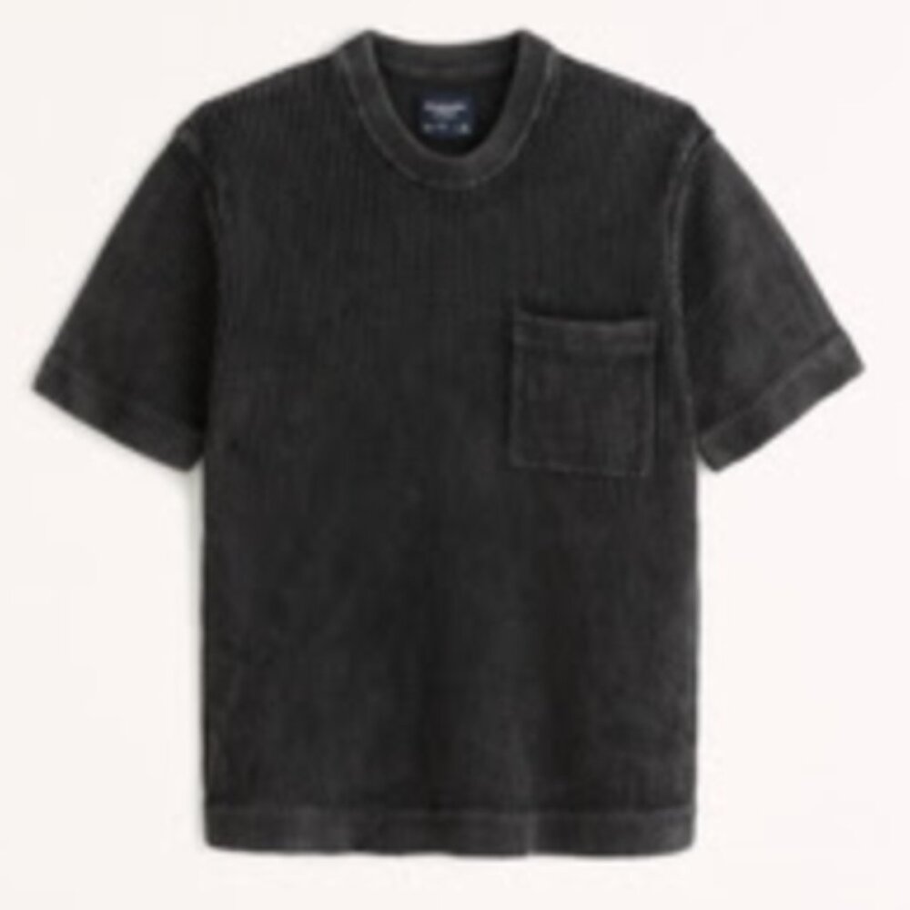 NWOT Abercrombie Men's Crochet Knit Tee in Black